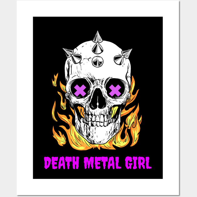 Death Metal - Metal Girl Wall Art by WizardingWorld